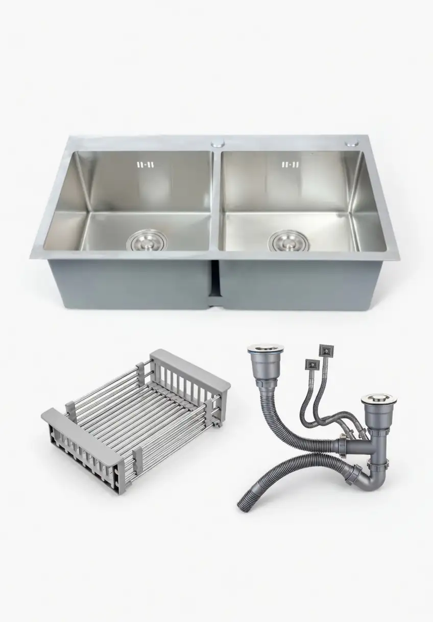 Chậu rửa chén 2 hố inox 201