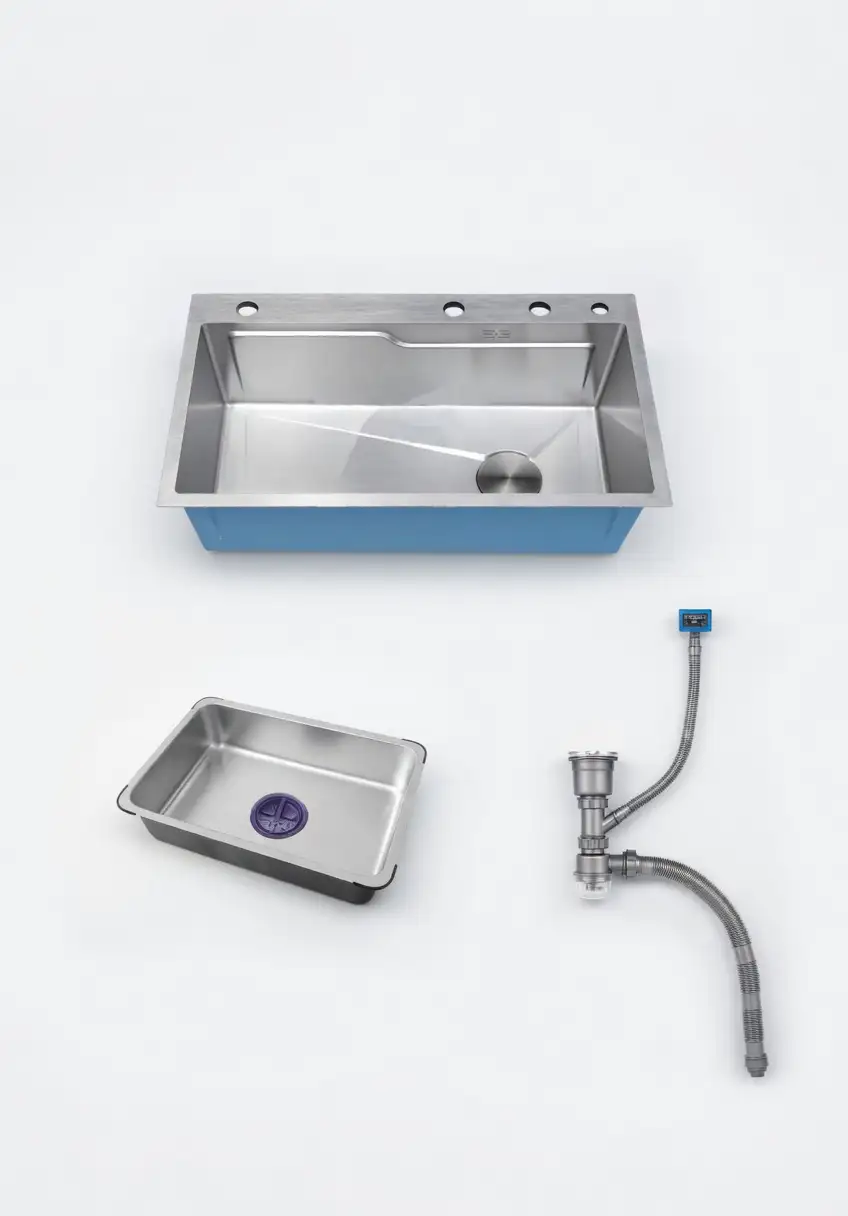 Chậu rửa chén đơn 1 hố inox 304 sơn xanh đúc