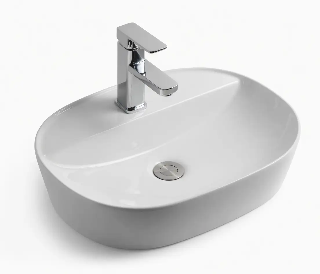 Chậu rửa mặt đặt bàn sứ trắng cao cấp – Mã: 401