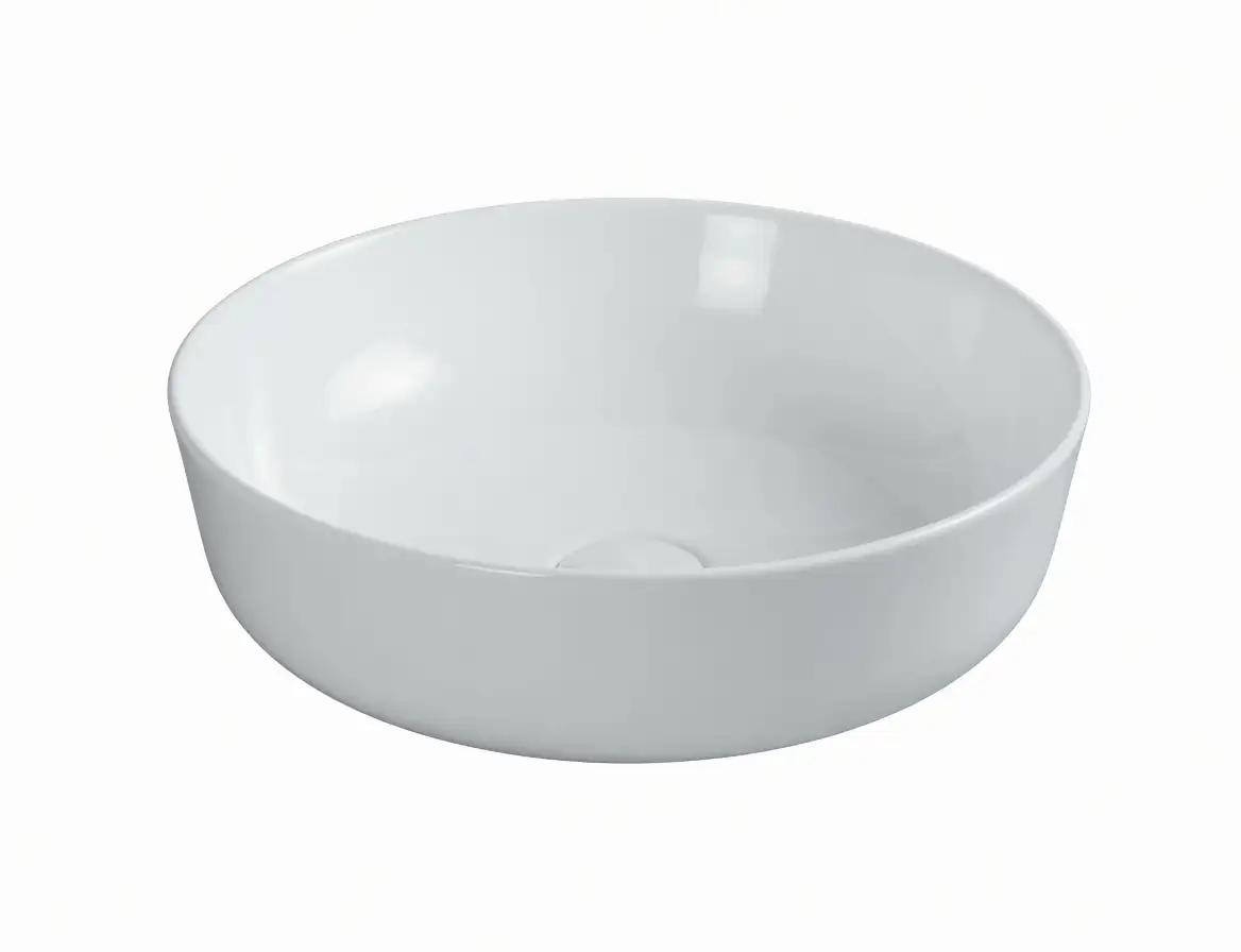 Chậu rửa mặt tròn đặt bàn sứ trắng cao cấp – Mã: 08