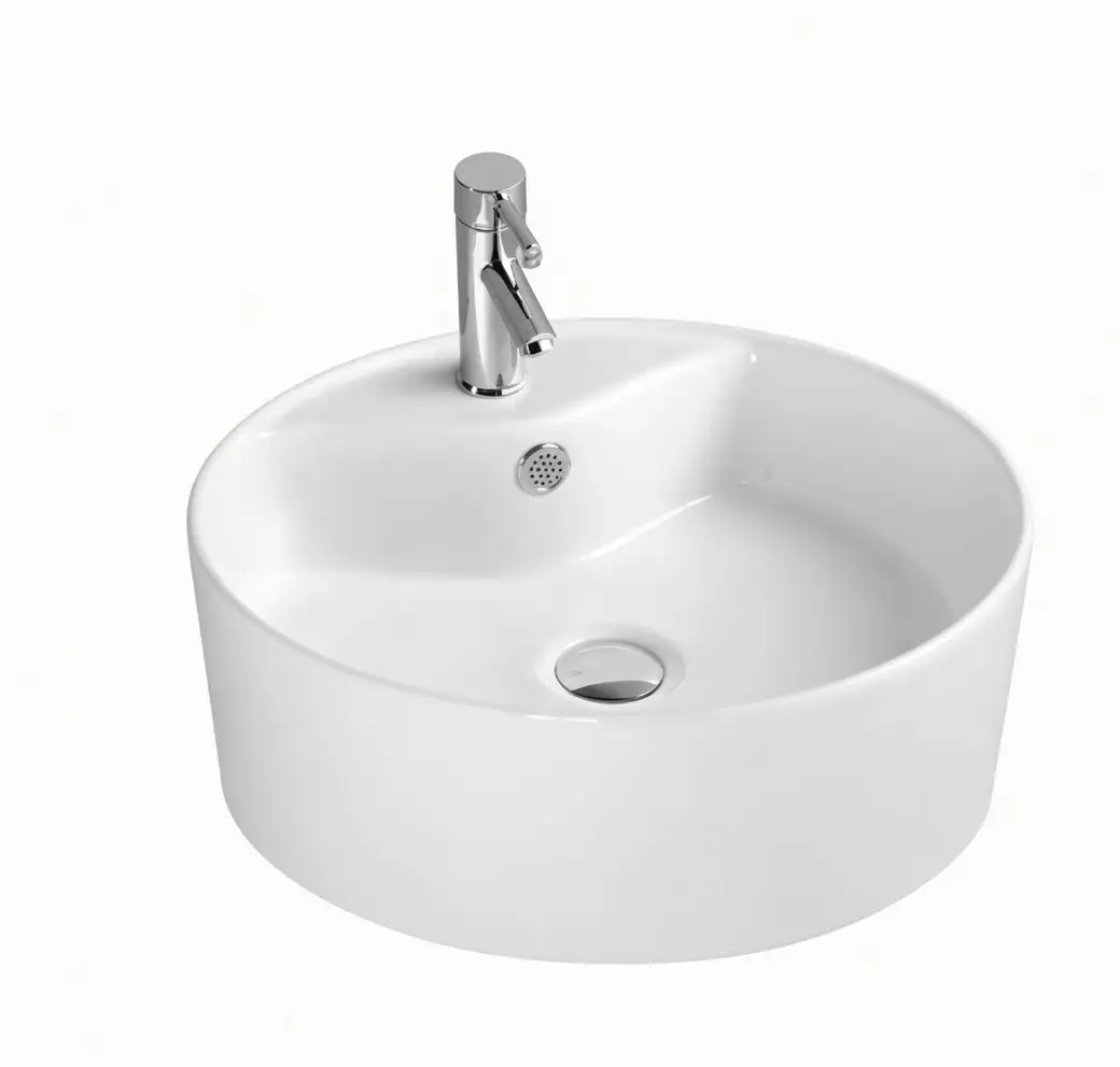 Chậu rửa mặt tròn đặt bàn sứ trắng – Mã: 202