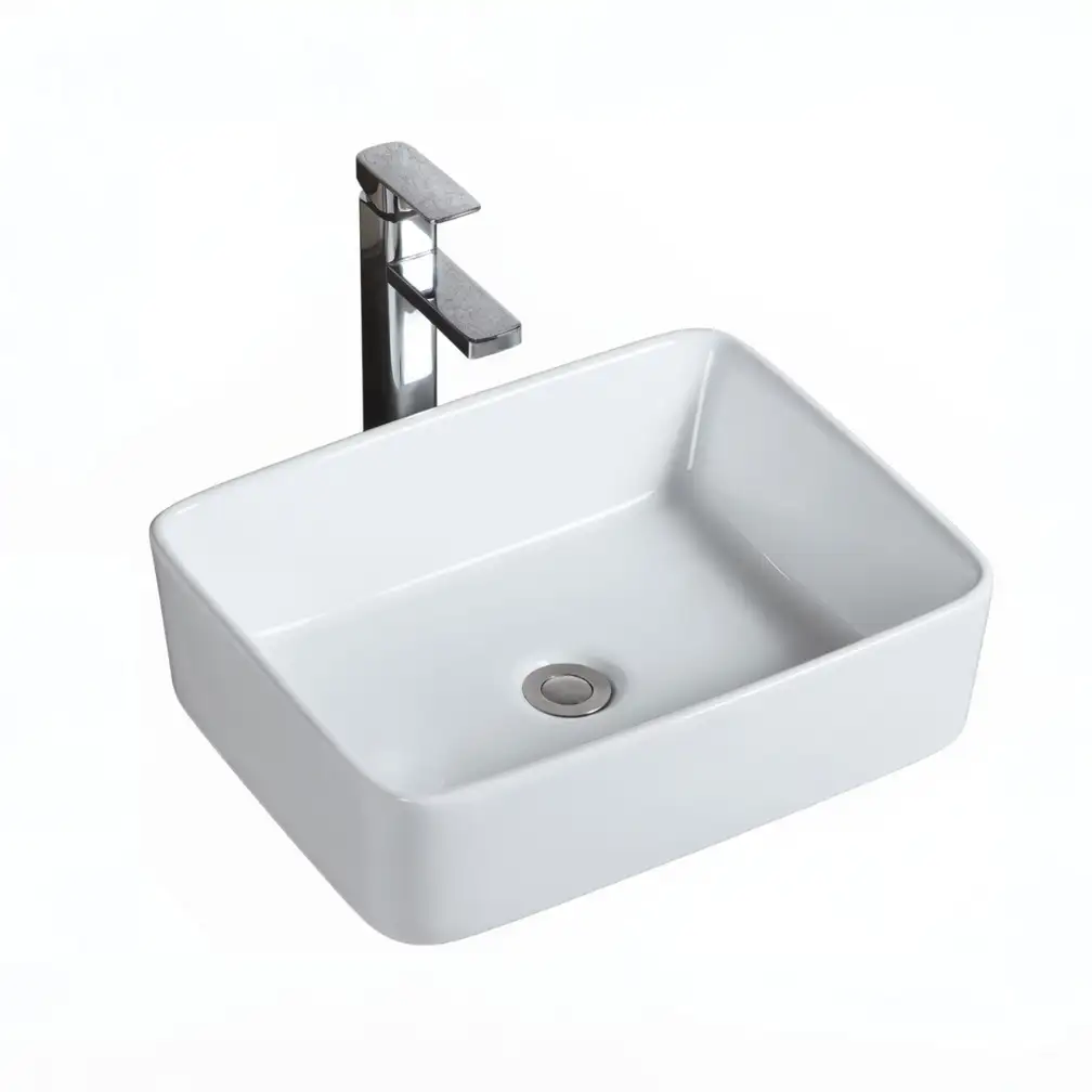 Chậu rửa mặt vuông đặt bàn sứ trắng – Mã: 207
